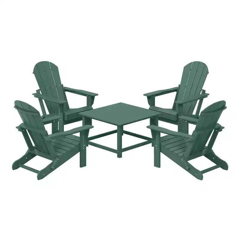 WestinTrends Malibu Set Conversazione da Esterno da 5 Pezzi con Tavolo Quadrato e Sedie Adirondack in HDPE