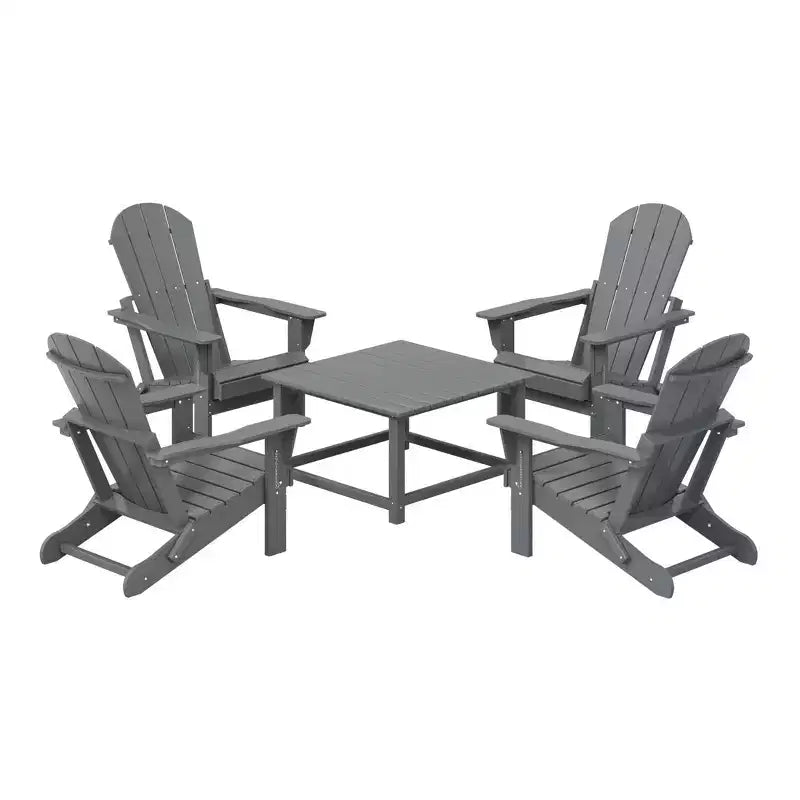 WestinTrends Malibu Set Conversazione da Esterno da 5 Pezzi con Tavolo Quadrato e Sedie Adirondack in HDPE
