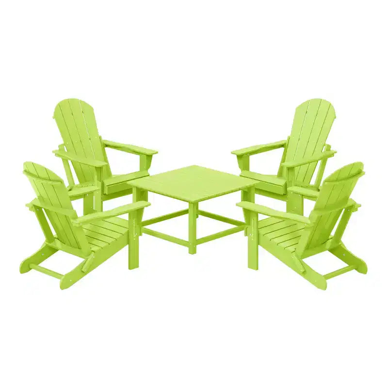 WestinTrends Malibu Set Conversazione da Esterno da 5 Pezzi con Tavolo Quadrato e Sedie Adirondack in HDPE