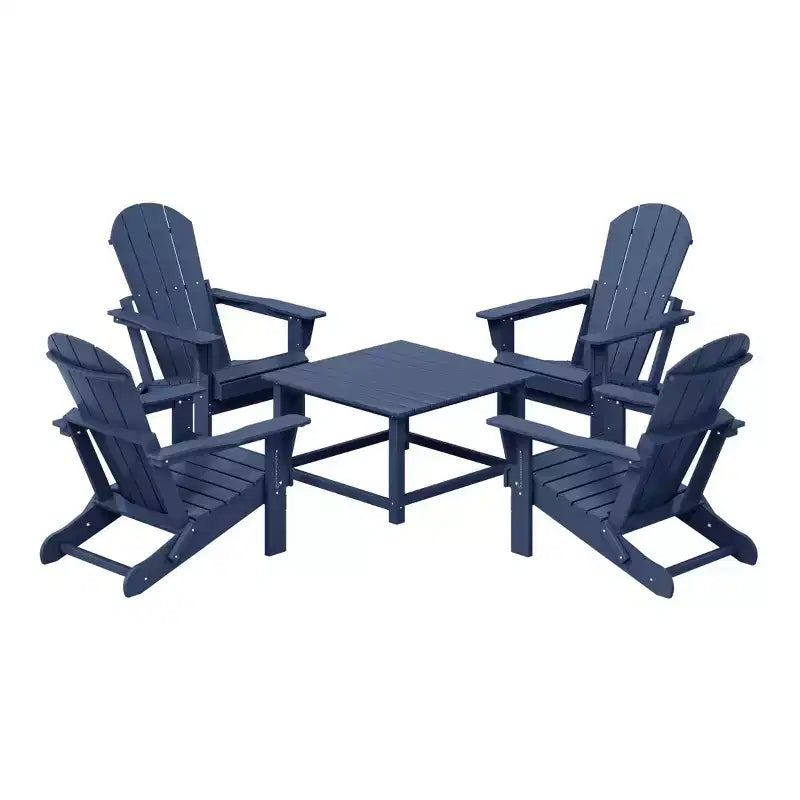 WestinTrends Malibu Set Conversazione da Esterno da 5 Pezzi con Tavolo Quadrato e Sedie Adirondack in HDPE