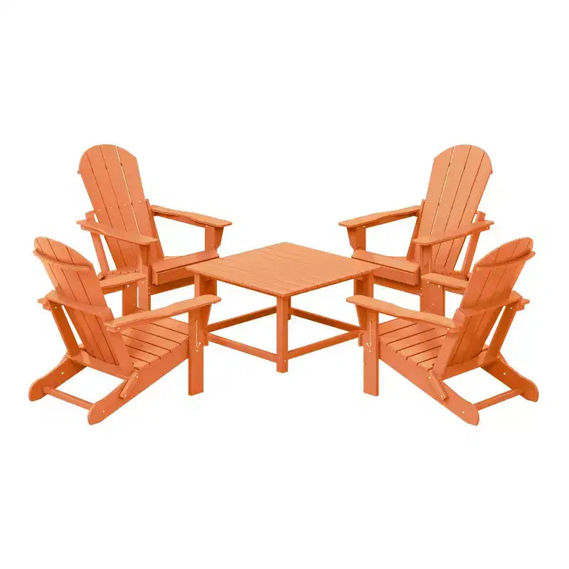 WestinTrends Malibu Set Conversazione da Esterno da 5 Pezzi con Tavolo Quadrato e Sedie Adirondack in HDPE