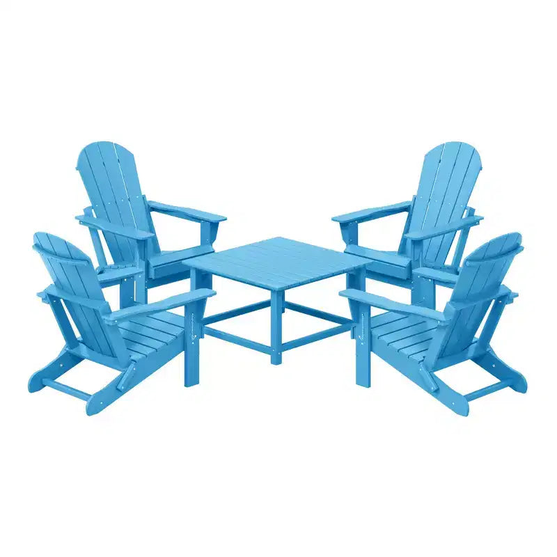 WestinTrends Malibu Set Conversazione da Esterno da 5 Pezzi con Tavolo Quadrato e Sedie Adirondack in HDPE