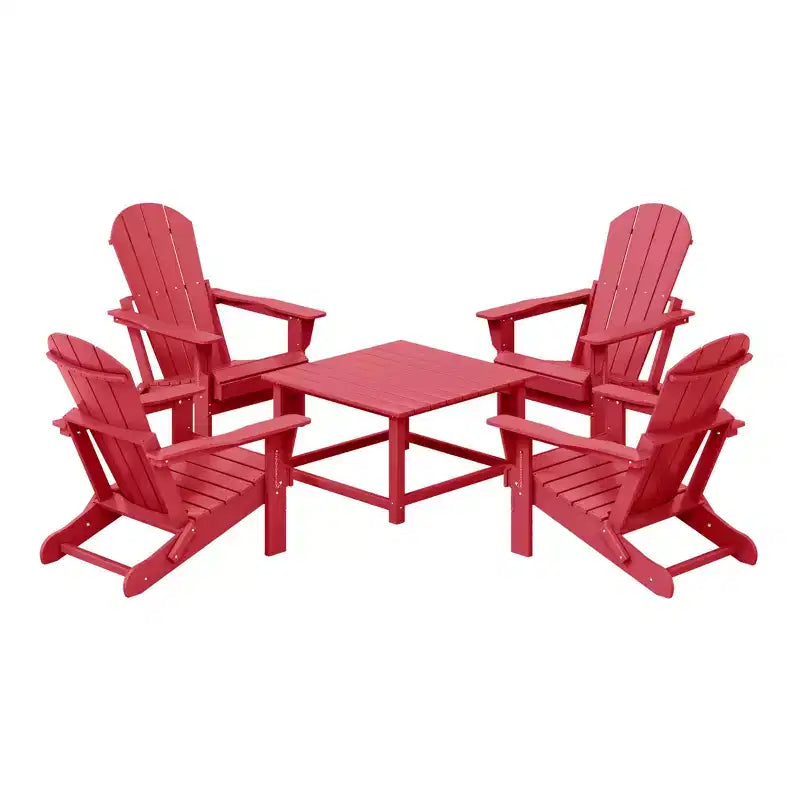 WestinTrends Malibu Set Conversazione da Esterno da 5 Pezzi con Tavolo Quadrato e Sedie Adirondack in HDPE