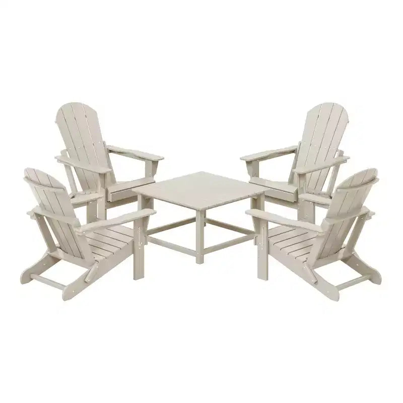 WestinTrends Malibu Set Conversazione da Esterno da 5 Pezzi con Tavolo Quadrato e Sedie Adirondack in HDPE