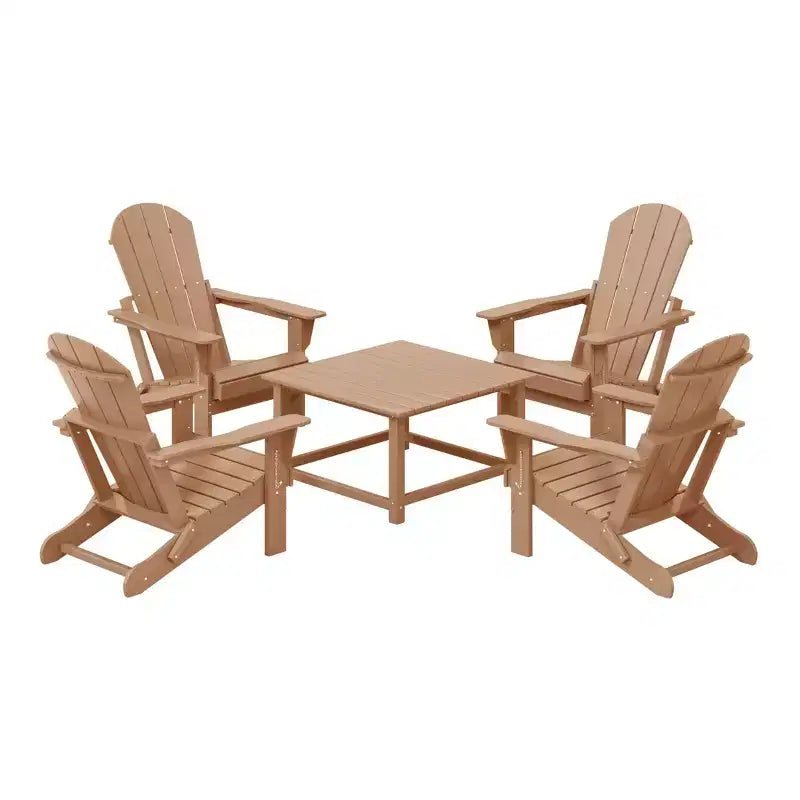 WestinTrends Malibu Set Conversazione da Esterno da 5 Pezzi con Tavolo Quadrato e Sedie Adirondack in HDPE