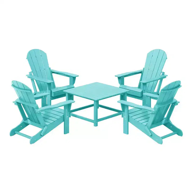 WestinTrends Malibu Set Conversazione da Esterno da 5 Pezzi con Tavolo Quadrato e Sedie Adirondack in HDPE