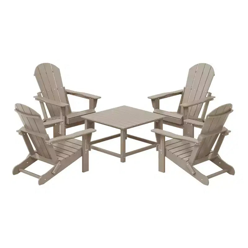 WestinTrends Malibu Set Conversazione da Esterno da 5 Pezzi con Tavolo Quadrato e Sedie Adirondack in HDPE