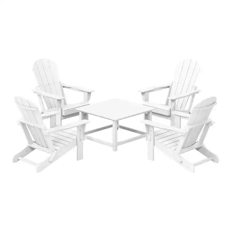 WestinTrends Malibu Set Conversazione da Esterno da 5 Pezzi con Tavolo Quadrato e Sedie Adirondack in HDPE