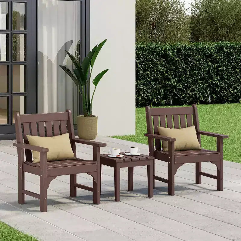 WestinTrends Malibu Set di 3 Sedie da Giardino Adirondack in HDPE con Tavolino Laterale Quadrato Adirondack per Esterni