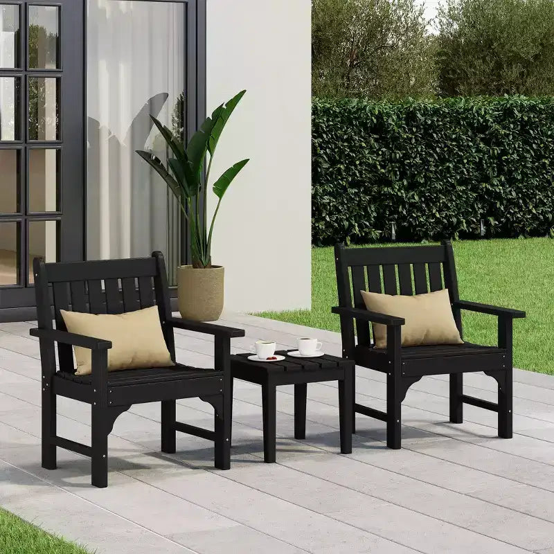 WestinTrends Malibu Set di 3 Sedie da Giardino Adirondack in HDPE con Tavolino Laterale Quadrato Adirondack per Esterni
