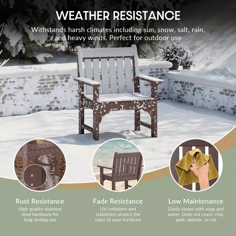 WestinTrends Malibu Set di 3 Sedie da Giardino Adirondack in HDPE con Tavolino Laterale Quadrato Adirondack per Esterni
