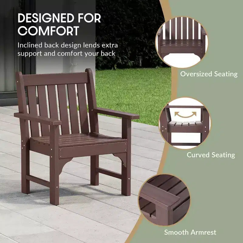 WestinTrends Malibu Set di 3 Sedie da Giardino Adirondack in HDPE con Tavolino Laterale Quadrato Adirondack per Esterni
