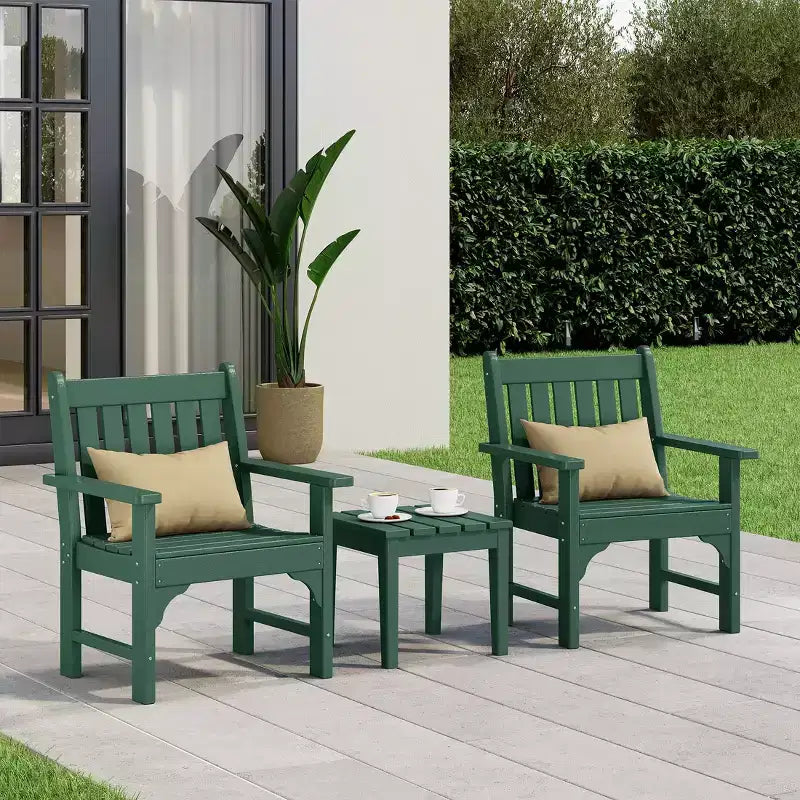 WestinTrends Malibu Set di 3 Sedie da Giardino Adirondack in HDPE con Tavolino Laterale Quadrato Adirondack per Esterni