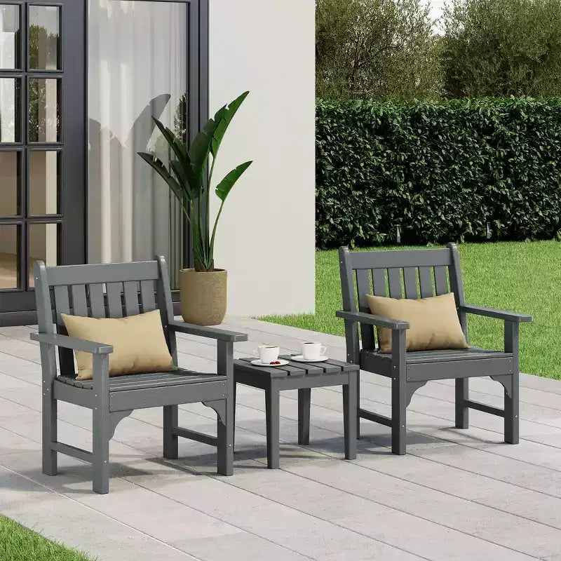 WestinTrends Malibu Set di 3 Sedie da Giardino Adirondack in HDPE con Tavolino Laterale Quadrato Adirondack per Esterni