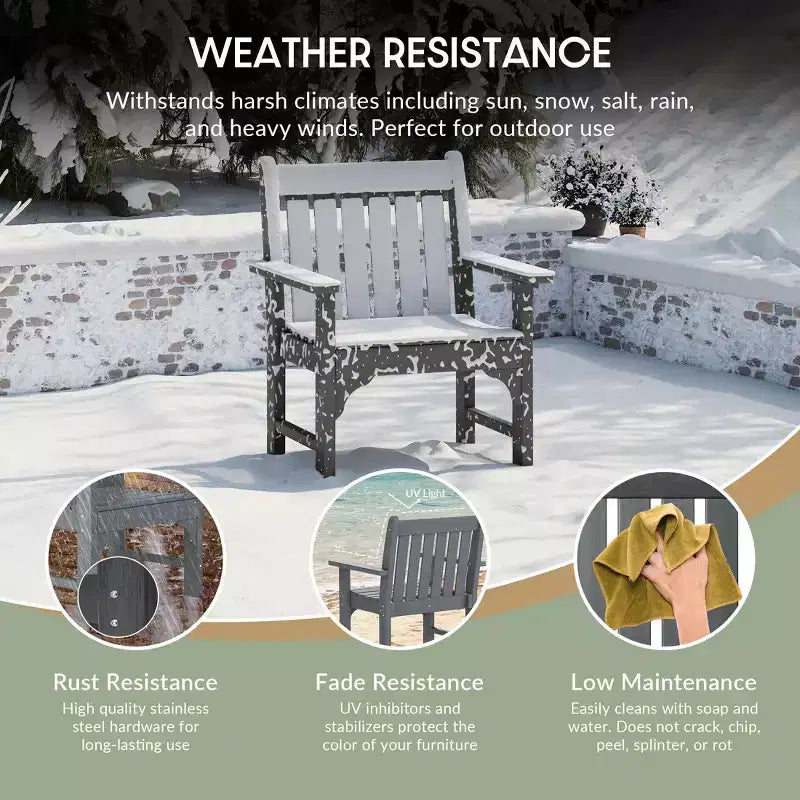 WestinTrends Malibu Set di 3 Sedie da Giardino Adirondack in HDPE con Tavolino Laterale Quadrato Adirondack per Esterni