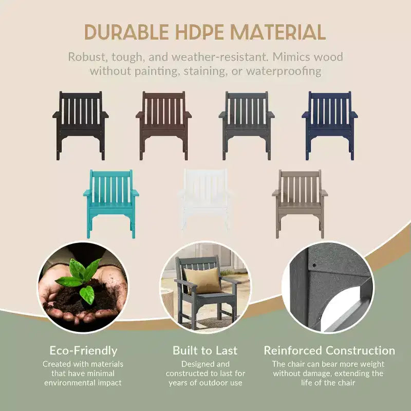 WestinTrends Malibu Set di 3 Sedie da Giardino Adirondack in HDPE con Tavolino Laterale Quadrato Adirondack per Esterni