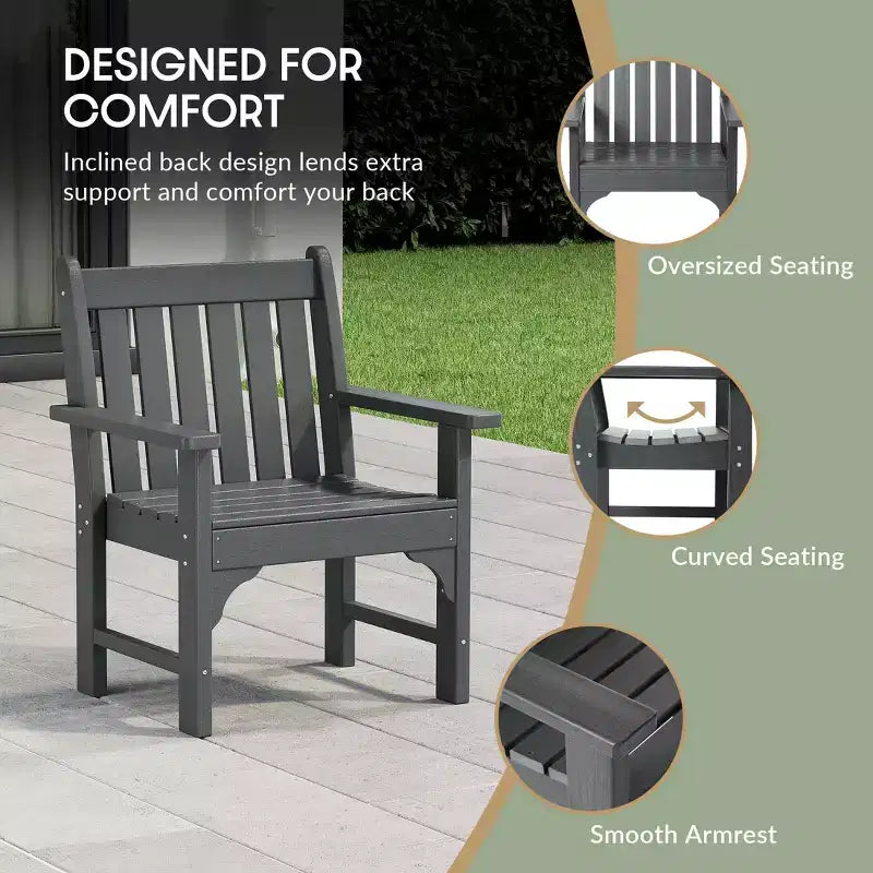 WestinTrends Malibu Set di 3 Sedie da Giardino Adirondack in HDPE con Tavolino Laterale Quadrato Adirondack per Esterni