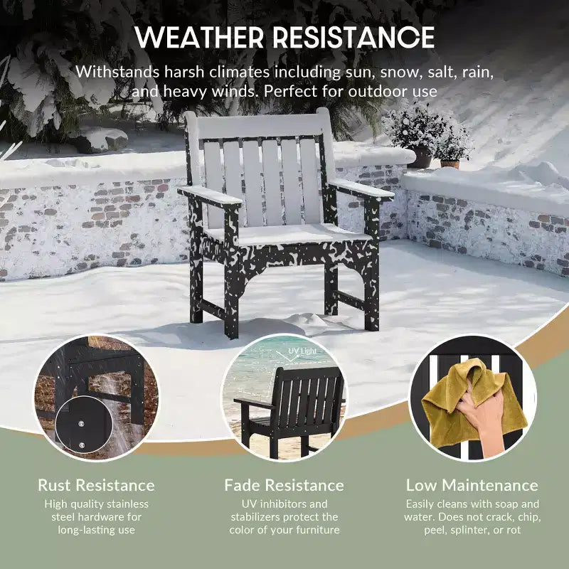 WestinTrends Malibu Set di 3 Sedie da Giardino Adirondack in HDPE con Tavolino Laterale Quadrato Adirondack per Esterni