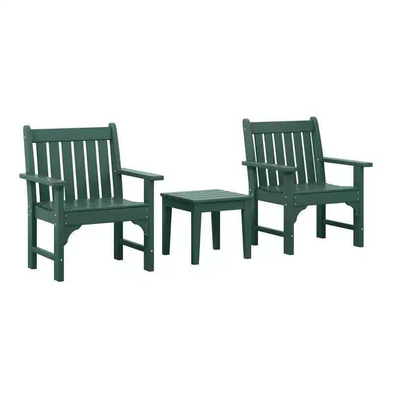 WestinTrends Malibu Set di 3 Sedie da Giardino Adirondack in HDPE con Tavolino Laterale Quadrato Adirondack per Esterni