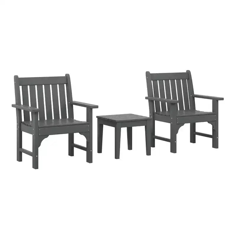 WestinTrends Malibu Set di 3 Sedie da Giardino Adirondack in HDPE con Tavolino Laterale Quadrato Adirondack per Esterni