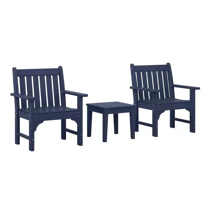 WestinTrends Malibu Set di 3 Sedie da Giardino Adirondack in HDPE con Tavolino Laterale Quadrato Adirondack per Esterni