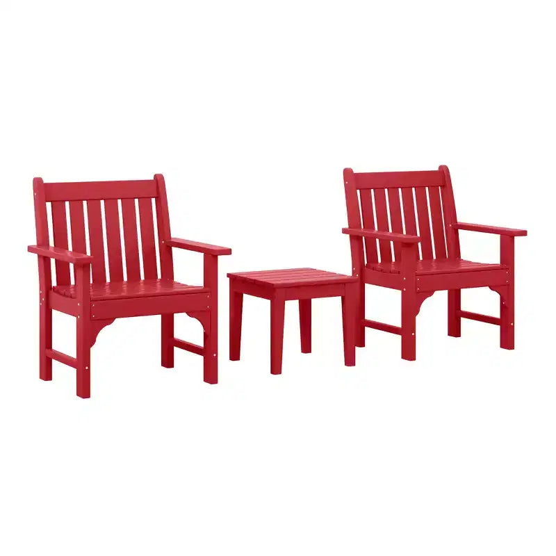 WestinTrends Malibu Set di 3 Sedie da Giardino Adirondack in HDPE con Tavolino Laterale Quadrato Adirondack per Esterni
