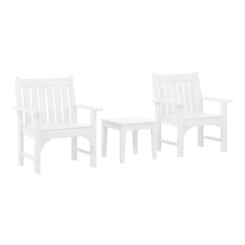 WestinTrends Malibu Set di 3 Sedie da Giardino Adirondack in HDPE con Tavolino Laterale Quadrato Adirondack per Esterni