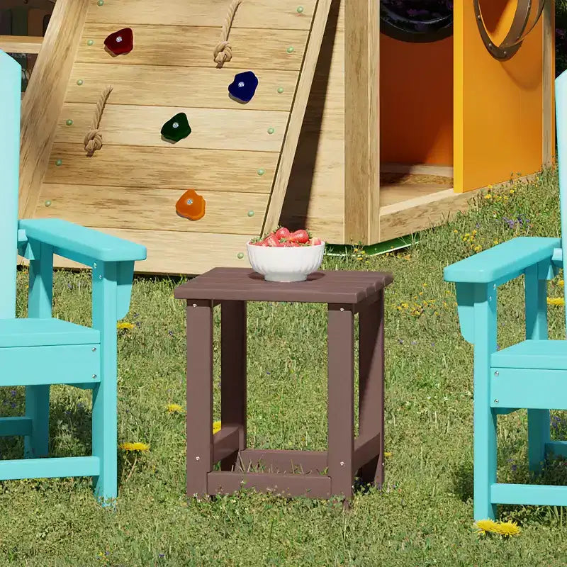 WestinTrends Malibu Arredamento da Esterno per Bambini, Tavolino Quadrato con Sedia Adirondack in HDPE