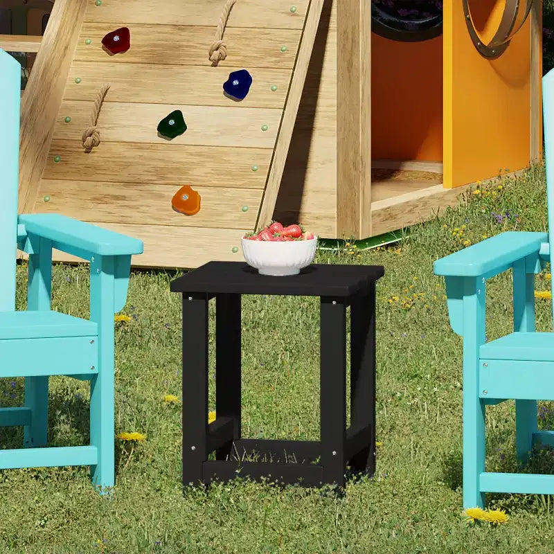 WestinTrends Malibu Arredamento da Esterno per Bambini, Tavolino Quadrato con Sedia Adirondack in HDPE