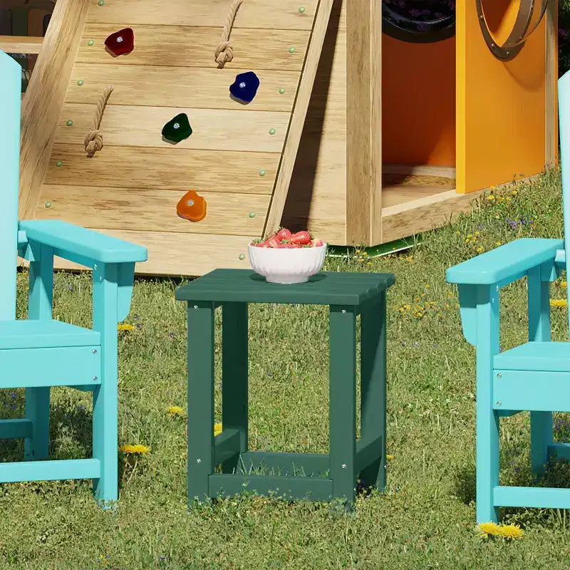 WestinTrends Malibu Arredamento da Esterno per Bambini, Tavolino Quadrato con Sedia Adirondack in HDPE