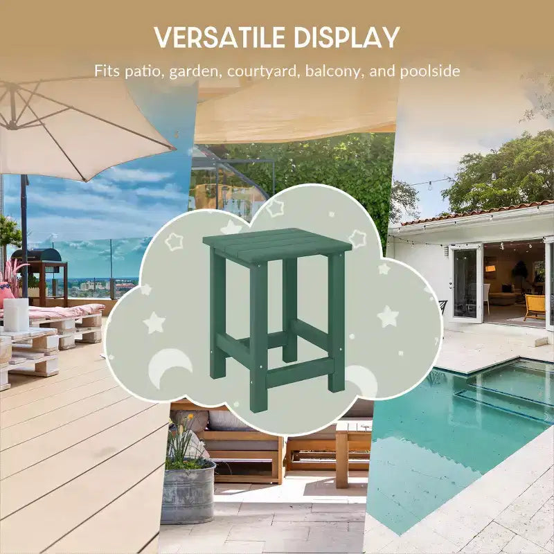 WestinTrends Malibu Arredamento da Esterno per Bambini, Tavolino Quadrato con Sedia Adirondack in HDPE