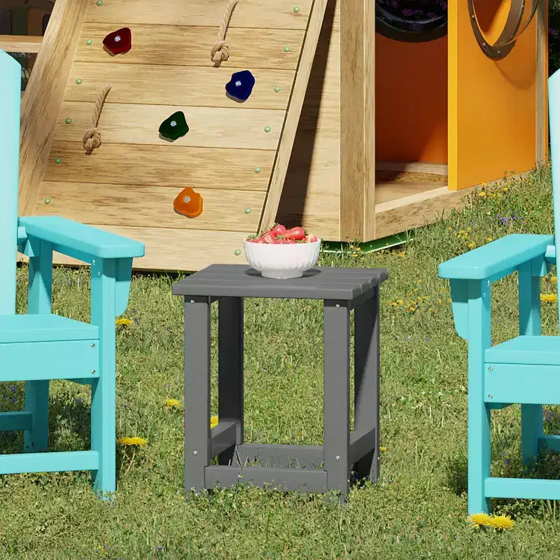 WestinTrends Malibu Arredamento da Esterno per Bambini, Tavolino Quadrato con Sedia Adirondack in HDPE