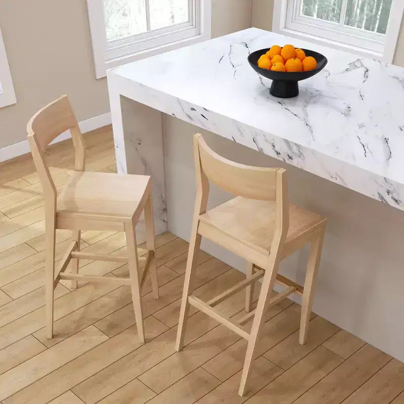 Sedia Altezza Bancone, Sedia da Pranzo in Legno Massello da 44 cm per Isola Cucina, Sgabello da Bar per Colazione