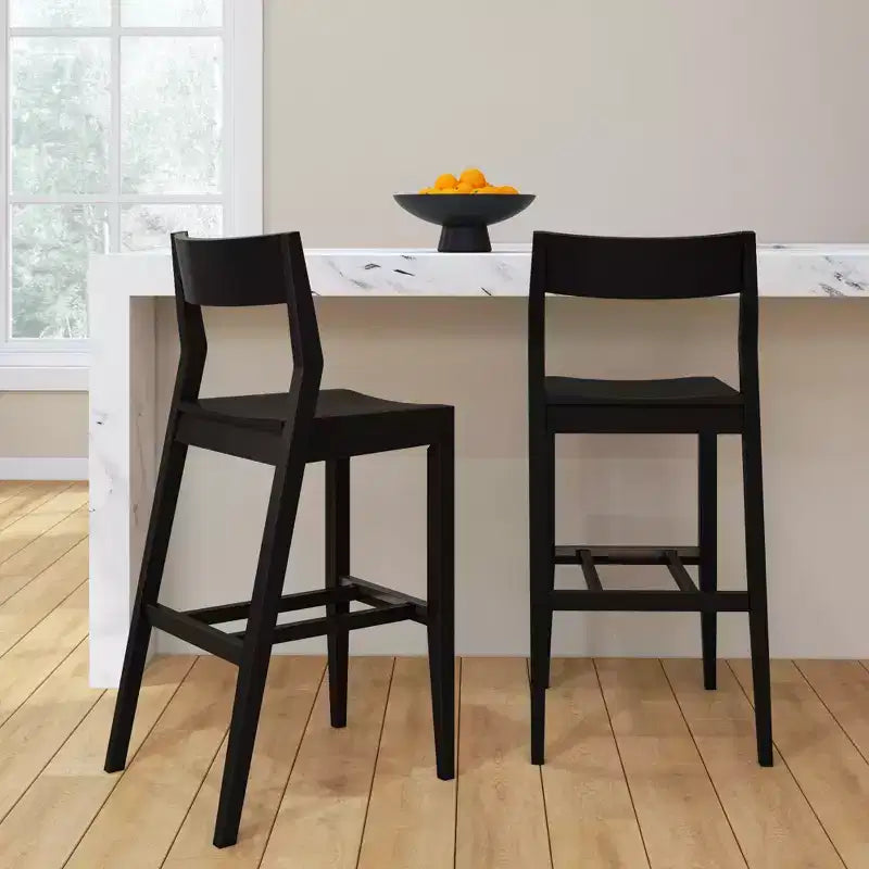 Sedia Altezza Bancone, Sedia da Pranzo in Legno Massello da 44 cm per Isola Cucina, Sgabello da Bar per Colazione