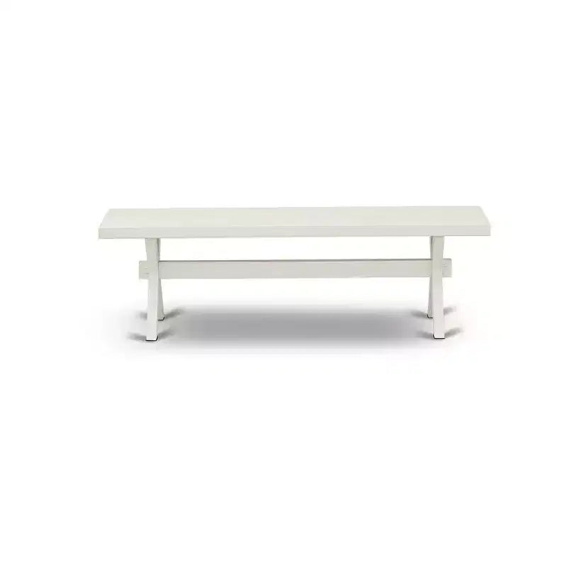 X-Style Modern Dining Room Bench with Wood Seat, 60x15x18 Inch, Pure White