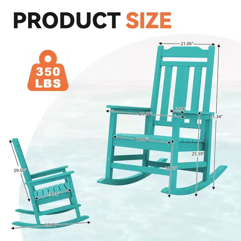 Hyleory HDPE Sedia a dondolo moderna in resina, Sedia Adirondack da esterno extra larga