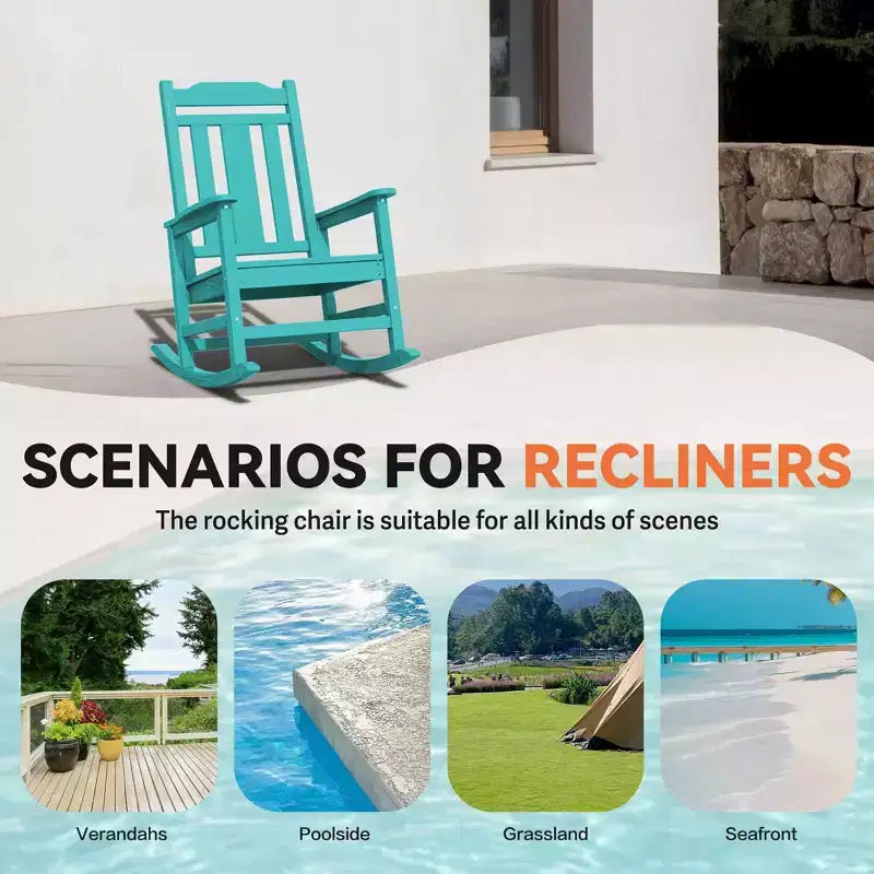 Hyleory HDPE Sedia a dondolo moderna in resina, Sedia Adirondack da esterno extra larga