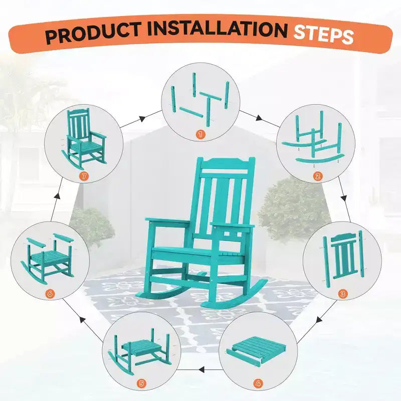 Hyleory HDPE Sedia a dondolo moderna in resina, Sedia Adirondack da esterno extra larga