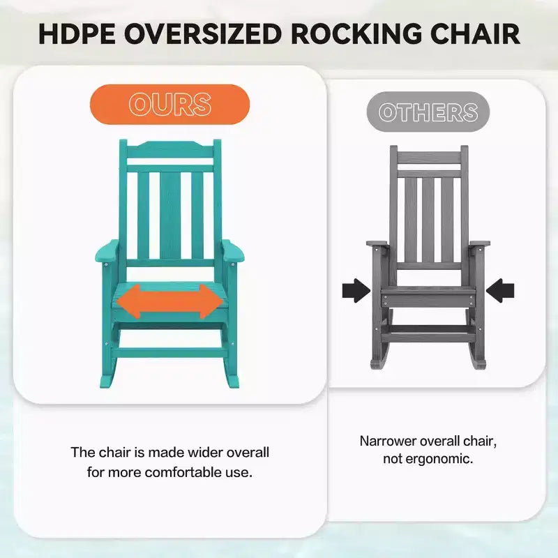 Hyleory HDPE Sedia a dondolo moderna in resina, Sedia Adirondack da esterno extra larga
