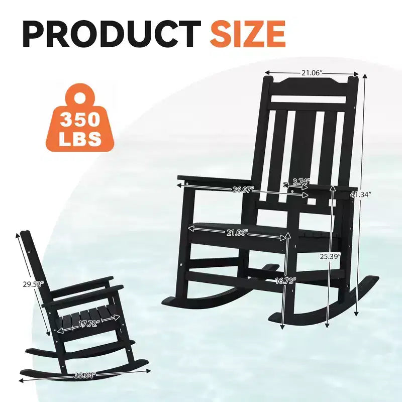 Hyleory HDPE Sedia a dondolo moderna in resina, Sedia Adirondack da esterno extra larga