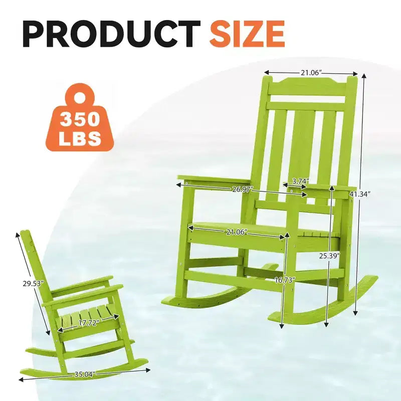 Hyleory HDPE Sedia a dondolo moderna in resina, Sedia Adirondack da esterno extra larga