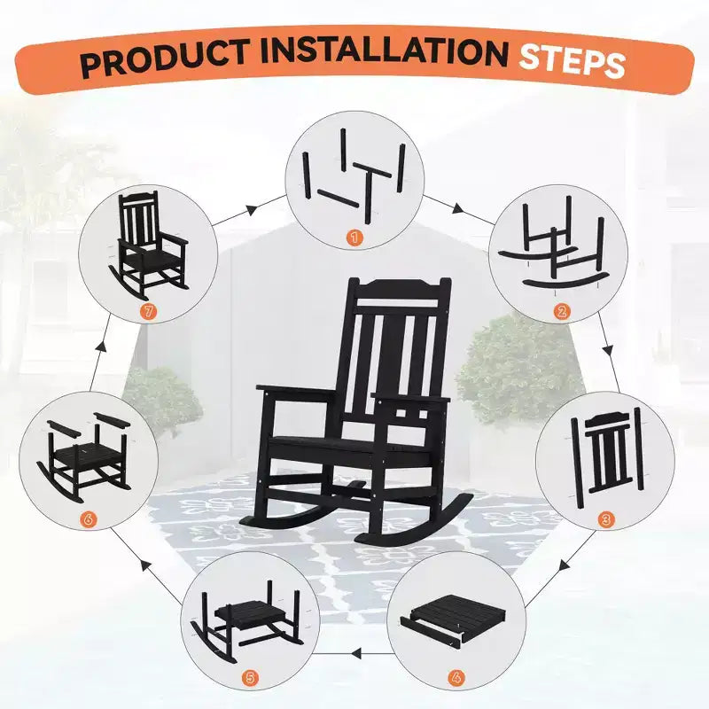 Hyleory HDPE Sedia a dondolo moderna in resina, Sedia Adirondack da esterno extra larga