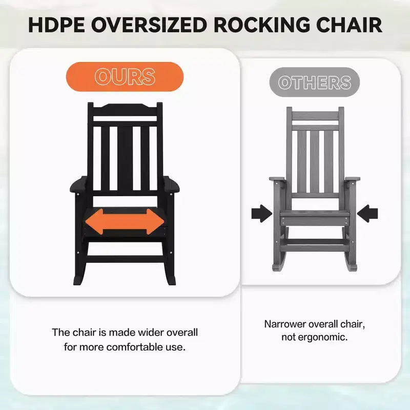 Hyleory HDPE Sedia a dondolo moderna in resina, Sedia Adirondack da esterno extra larga