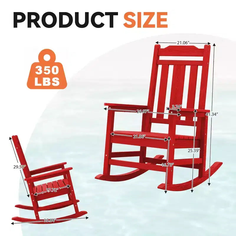 Hyleory HDPE Sedia a dondolo moderna in resina, Sedia Adirondack da esterno extra larga