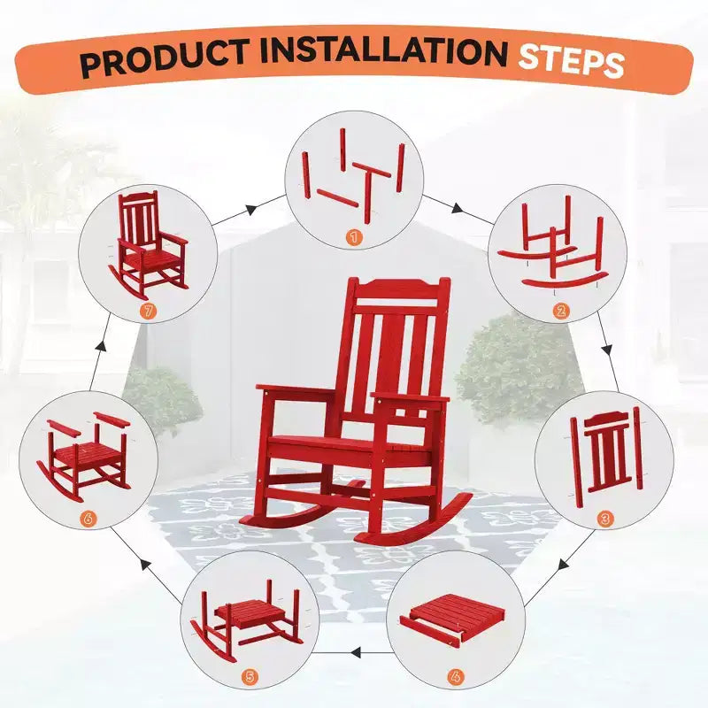 Hyleory HDPE Sedia a dondolo moderna in resina, Sedia Adirondack da esterno extra larga