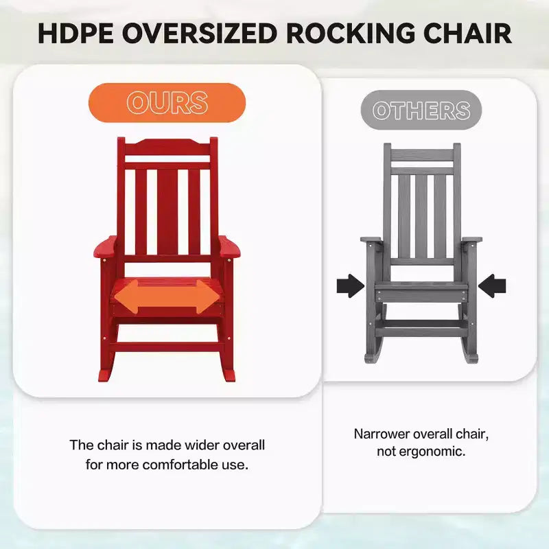 Hyleory HDPE Sedia a dondolo moderna in resina, Sedia Adirondack da esterno extra larga