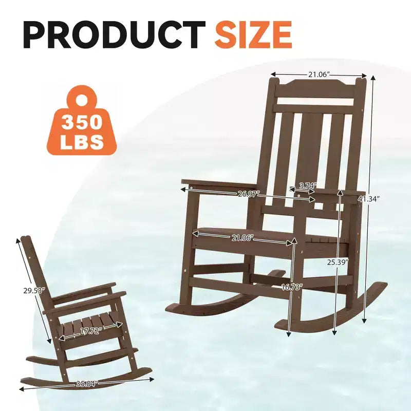 Hyleory HDPE Sedia a dondolo moderna in resina, Sedia Adirondack da esterno extra larga