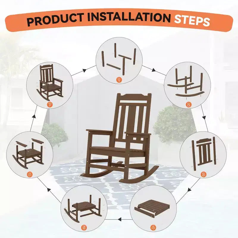 Hyleory HDPE Sedia a dondolo moderna in resina, Sedia Adirondack da esterno extra larga