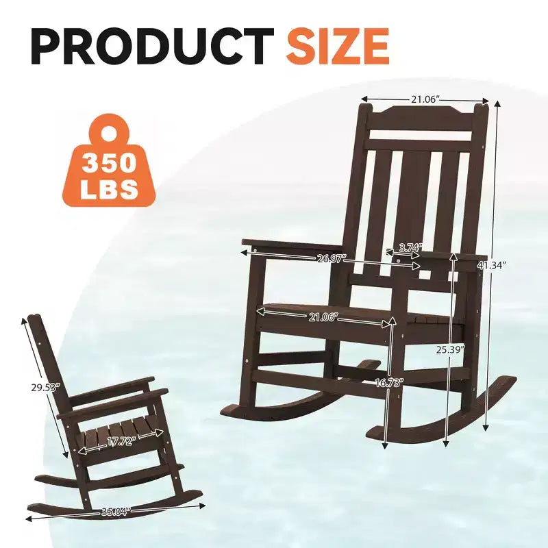 Hyleory HDPE Sedia a dondolo moderna in resina, Sedia Adirondack da esterno extra larga