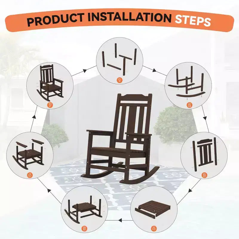 Hyleory HDPE Sedia a dondolo moderna in resina, Sedia Adirondack da esterno extra larga